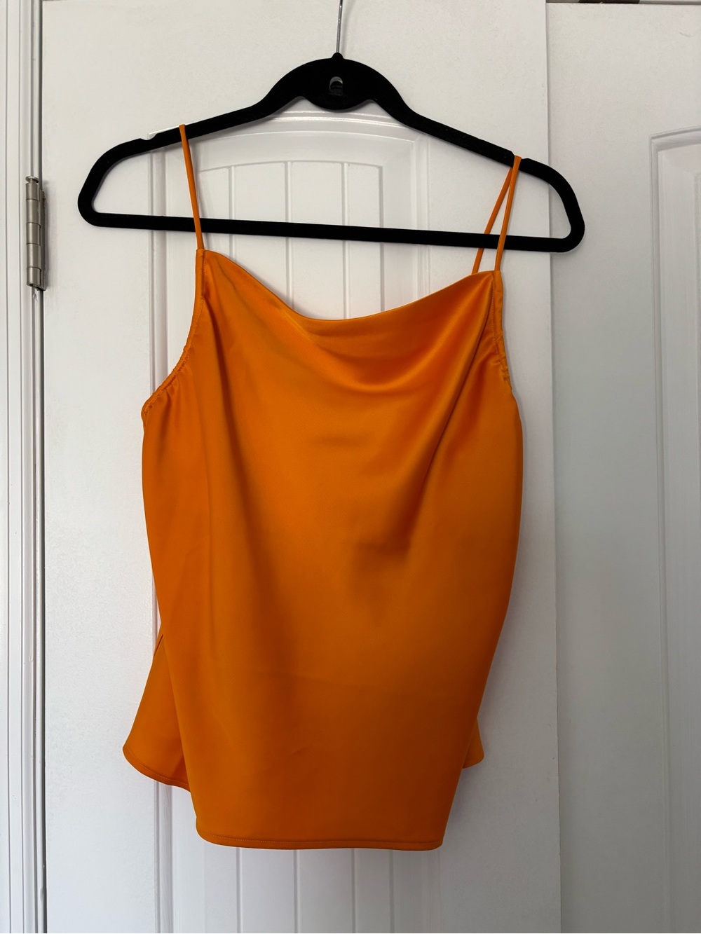Wayf Bright Orange Satin Cowl Neck Camisole